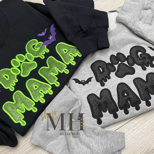 Embroidered Drippy DOG MAMA Glitter Sweatshirt