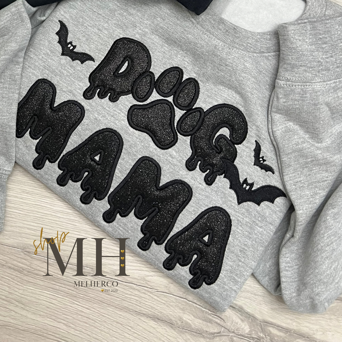 Embroidered Drippy DOG MAMA Glitter Sweatshirt